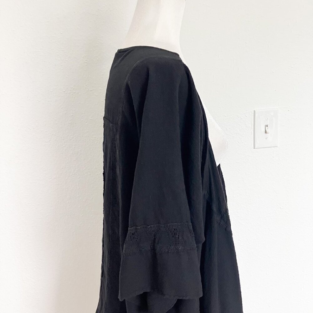 Dunes Relaxed Fashion 100% Cotton Black Open Cardigan Swimsuit Cover Up Large - Picture 8 of 12